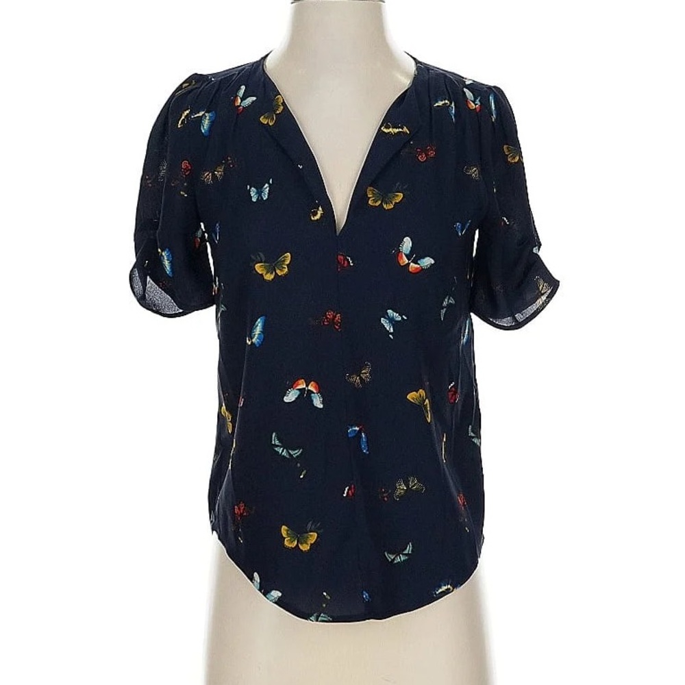 Joie Black Butterfly Print Blouse